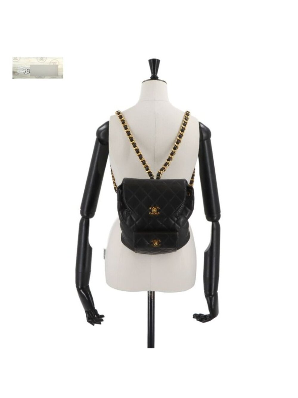 Chanel Quilted Chain Backpack Lambskin Black Vintage Gold Duma - Picture 9 of 9